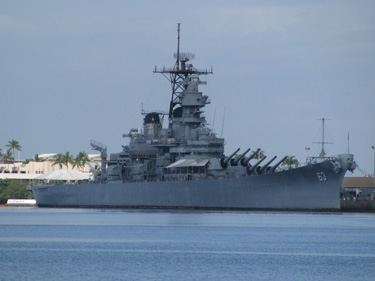 View of the Battleship Missouri at Pearl Harbor - Oahu