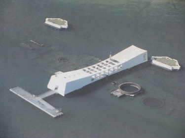 Aerial View of the USS Arizona Memorial - Pearl Harbor, HI